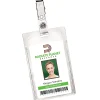 Avery® Secure Top Badge Holders, For 3-1/2" x 2-1/4" Badge, Portrait With Clip, Clear, Box Of 50