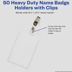 Avery® Secure Top Badge Holders, For 3-1/2