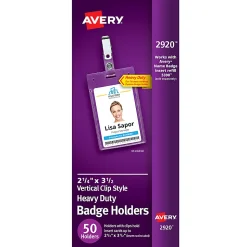 Avery® Secure Top Badge Holders, For 3-1/2