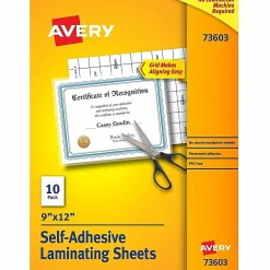 Avery® Self-Adhesive Laminating Sheets, 9