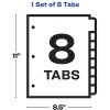 Avery® Sheet Protector Dividers For 3 Ring Binders With Easy Print, 8-1/2" x 11",  8 Tab, Clear With Customizable White Tabs, 1 Set - 75501
