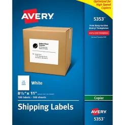 Avery® Shipping Labels For Copiers, 5353, 8-1/2