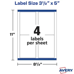Avery® Shipping Labels, Sure Feed® Technology, Permanent Adhesive, 3-1/2” x 5”, 1,000 Labels (95935)
