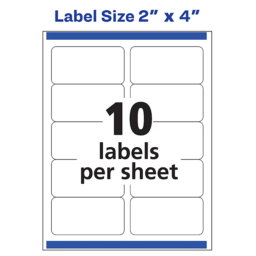 Avery® Shipping Labels With Sure Feed® Technology, 95945, Rectangle, 2" x 4", White, Pack Of 2,500 Labels
