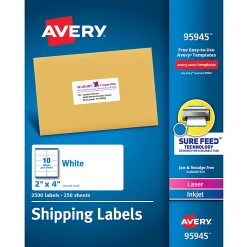 Avery® Shipping Labels With Sure Feed® Technology, 95945, Rectangle, 2
