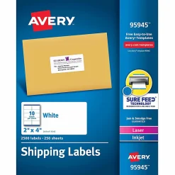 Avery® Shipping Labels With Sure Feed® Technology, 95945, Rectangle, 2
