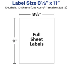 Avery® Shipping Labels, 22512, 8-1/2