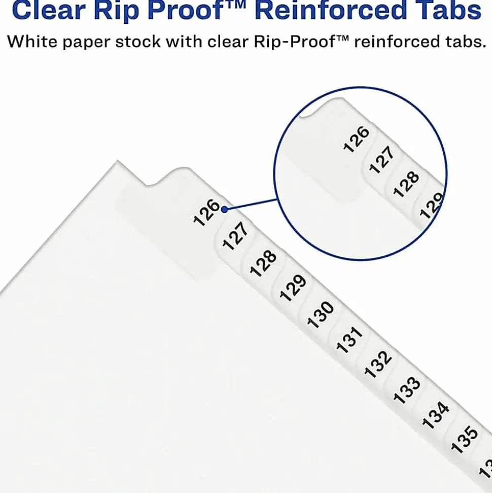 Avery® Standard Collated Legal Dividers Avery® Style, 8 1/2" x 11", White Dividers/White Tabs, 126-150, Pack Of 25