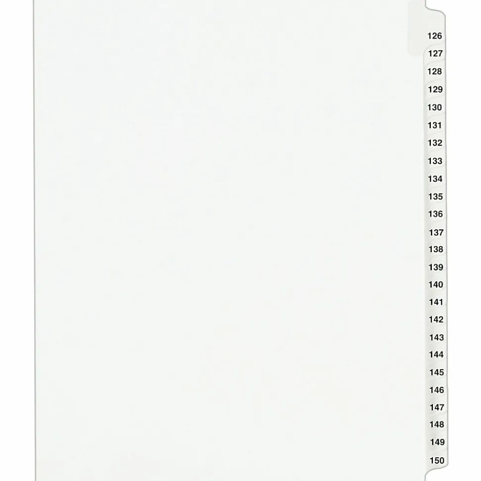 Avery® Standard Collated Legal Dividers Avery® Style, 8 1/2" x 11", White Dividers/White Tabs, 126-150, Pack Of 25