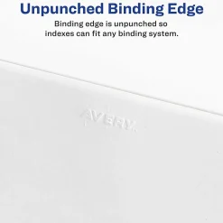 Avery Standard Unpunched Preprinted Reinforced Tab Dividers, 8.5" x11", 20% Post-Consumer Material, White, Tabs Printed 101-125, Pack of 25
