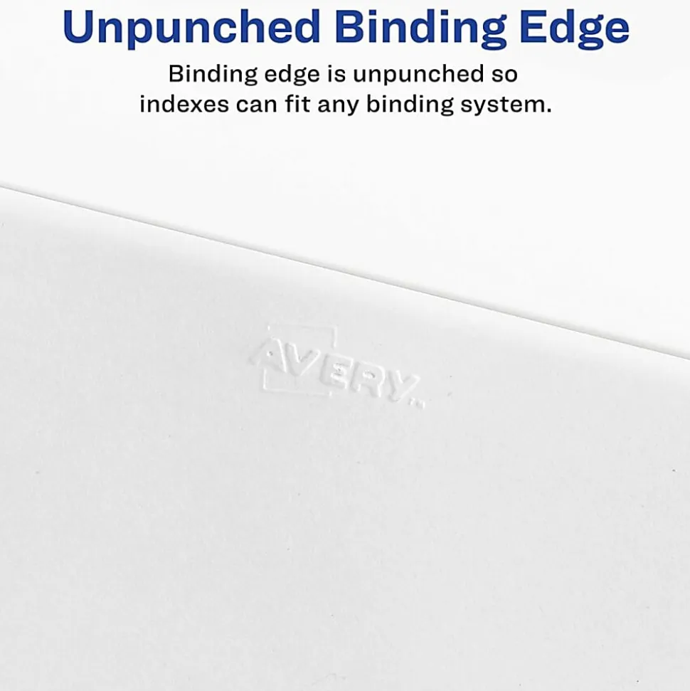 Avery Standard Unpunched Preprinted Reinforced Tab Dividers, 8.5" x11", 20% Post-Consumer Material, White, Tabs Printed 101-125, Pack of 25