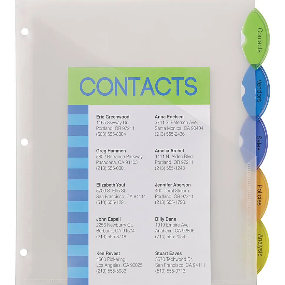 Avery® Style Edge Insertable Dividers With Pockets, Multicolor, Pack Of 5 Dividers
