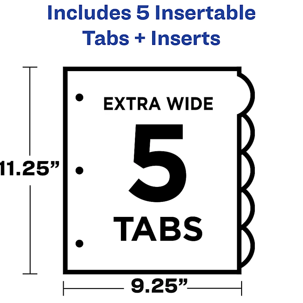 Avery® Style Edge Insertable Dividers With Pockets, Multicolor, Pack Of 5 Dividers