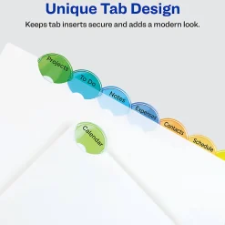 Avery® Style Edge™ Insertable Plastic Dividers, Multicolor, 8-Tab, Pack Of 8 Dividers