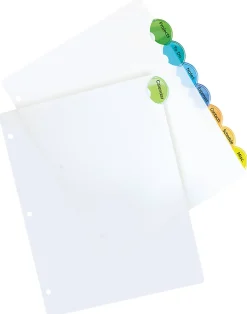 Avery® Style Edge™ Insertable Plastic Dividers, Multicolor, 8-Tab, Pack Of 8 Dividers