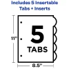 Avery® Style Edge™ Insertable Plastic Dividers, Multicolor, 5-Tab, Pack Of 5 Dividers