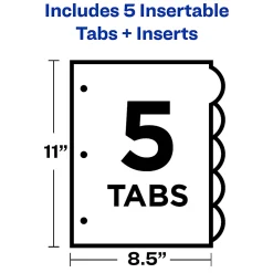 Avery® Style Edge™ Insertable Plastic Dividers, Multicolor, 5-Tab, Pack Of 5 Dividers