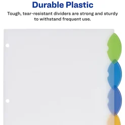 Avery® Style Edge™ Insertable Plastic Dividers, Multicolor, 5-Tab, Pack Of 5 Dividers