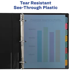 Avery® 8 Tab Plastic Dividers For 3 Ring Binder, Easy Print & Apply Clear Label Strip, Index Maker® Customizable, Multicolor Tabs, Pack Of 5 Sets