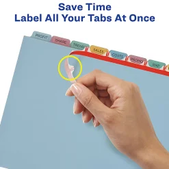 Avery® 8 Tab Plastic Dividers For 3 Ring Binder, Easy Print & Apply Clear Label Strip, Index Maker® Customizable, Multicolor Tabs, Pack Of 5 Sets