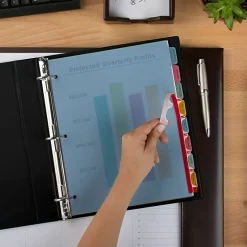 Avery® 8 Tab Plastic Dividers For 3 Ring Binder, Easy Print & Apply Clear Label Strip, Index Maker® Customizable, Multicolor Tabs, Pack Of 5 Sets