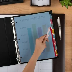 Avery® 8 Tab Plastic Dividers For 3 Ring Binder, Easy Print & Apply Clear Label Strip, Index Maker® Customizable, Multicolor Tabs, Pack Of 5 Sets