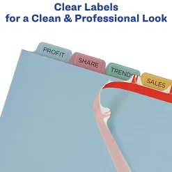 Avery® 8 Tab Plastic Dividers For 3 Ring Binder, Easy Print & Apply Clear Label Strip, Index Maker® Customizable, Multicolor Tabs, Pack Of 5 Sets