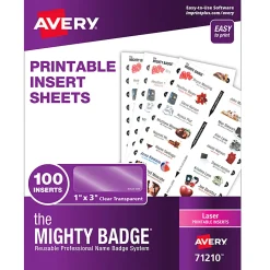 Avery® The Mighty Badge Inserts For Laser Printers, 1