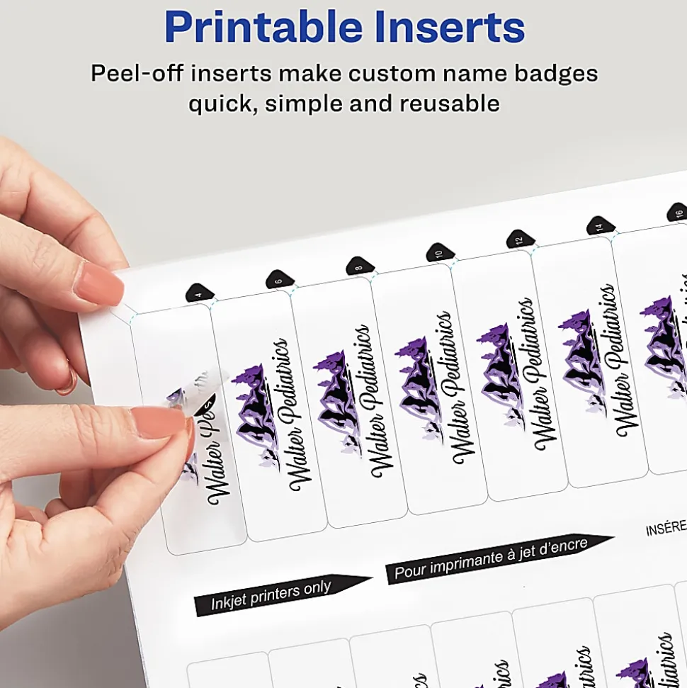 Avery® The Mighty Badge Magnetic Badges For Inkjet Printers, 1" x 3", Silver, Pack Of 10 Badges