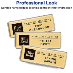 Avery® The Mighty Badge Magnetic Badges For Inkjet Printers, 1" x 3", Gold, Pack Of 10 Badges