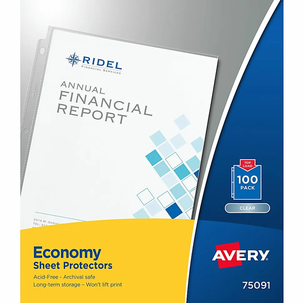 Avery® Top Load Economy Sheet Protectors, 8-1/2" x 11", Clear, 100 Document Protectors