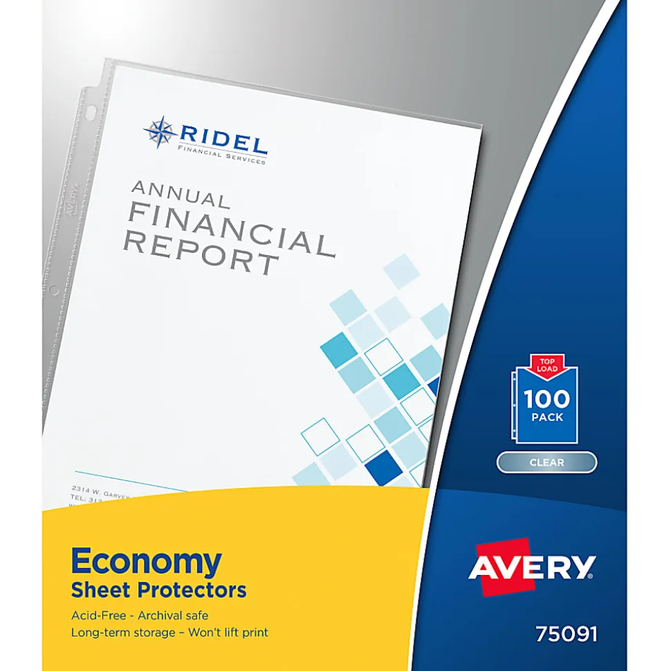 Avery® Top Load Economy Sheet Protectors, 8-1/2" x 11", Clear, 100 Document Protectors