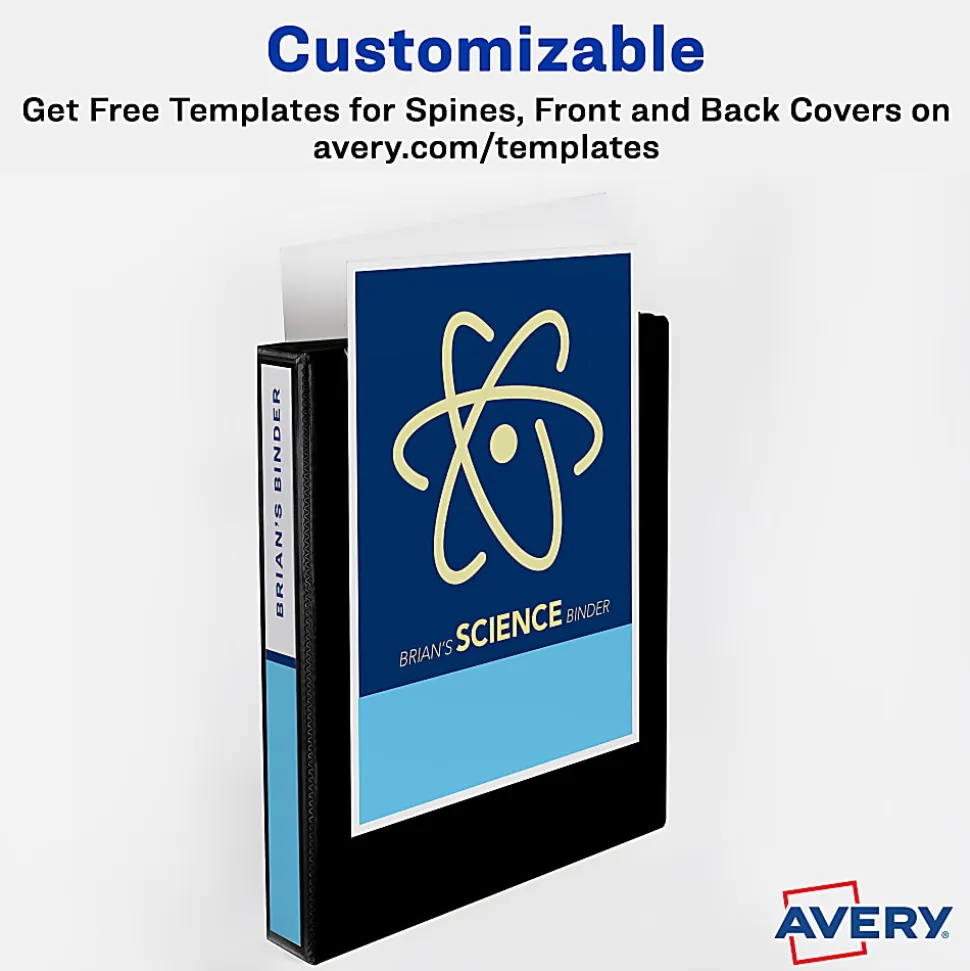 Avery TouchGuard® Protection View 3 Ring Binder, 1" Slant Rings, White With Clear View Cover, 1 Binder