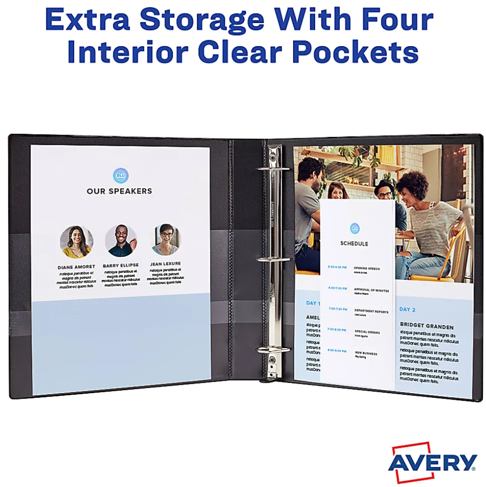 Avery TouchGuard® Protection View 3 Ring Binder, 1" Slant Rings, White With Clear View Cover, 1 Binder