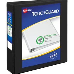 Avery TouchGuard® Protection View 3 Ring Binder, 2" Slant Rings, Black With Clear View Cover, 1 Binder