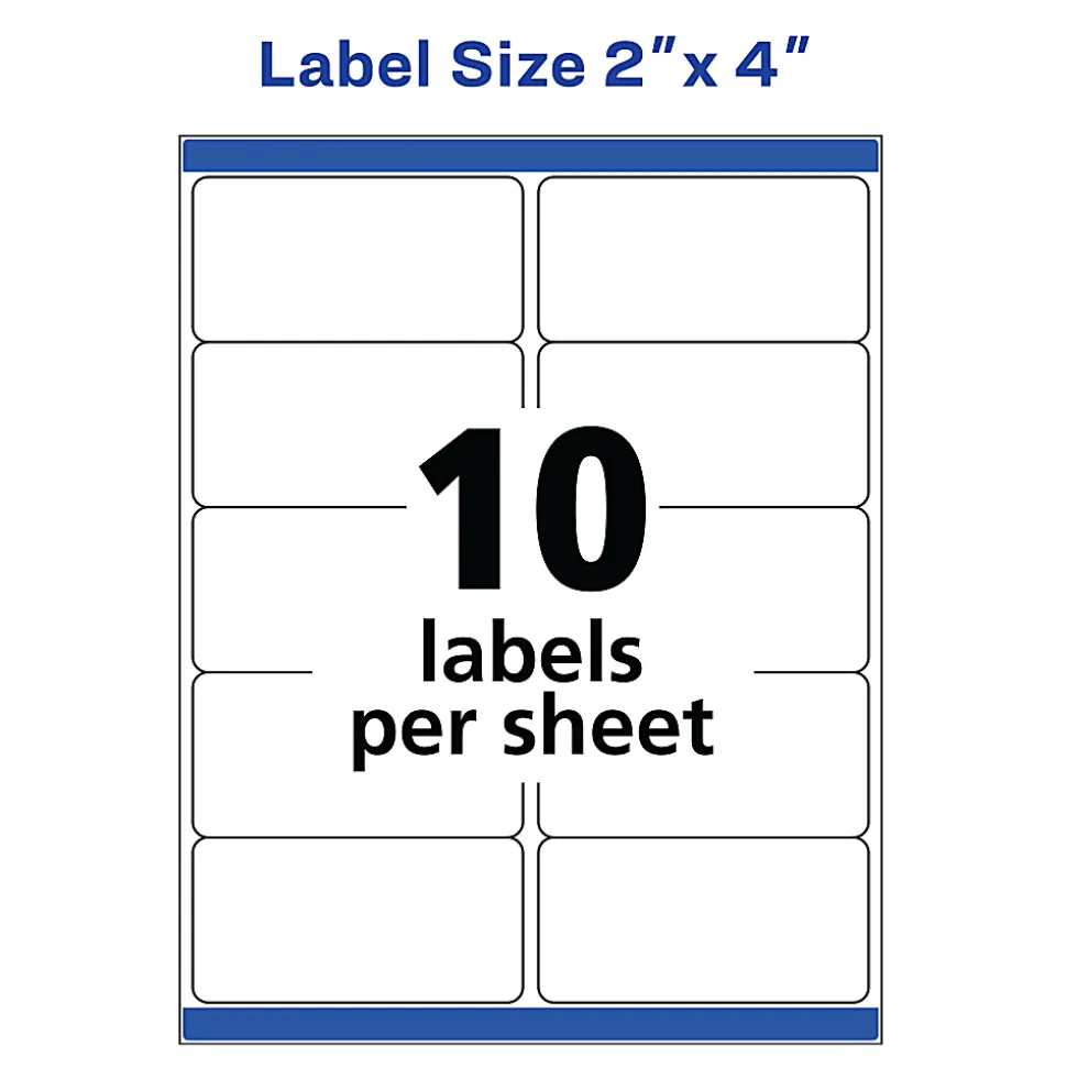 Avery® TrueBlock® Shipping Labels With Sure Feed® Technology, 8168, Rectangle, 3-1/2" x 5", White, Pack Of 100