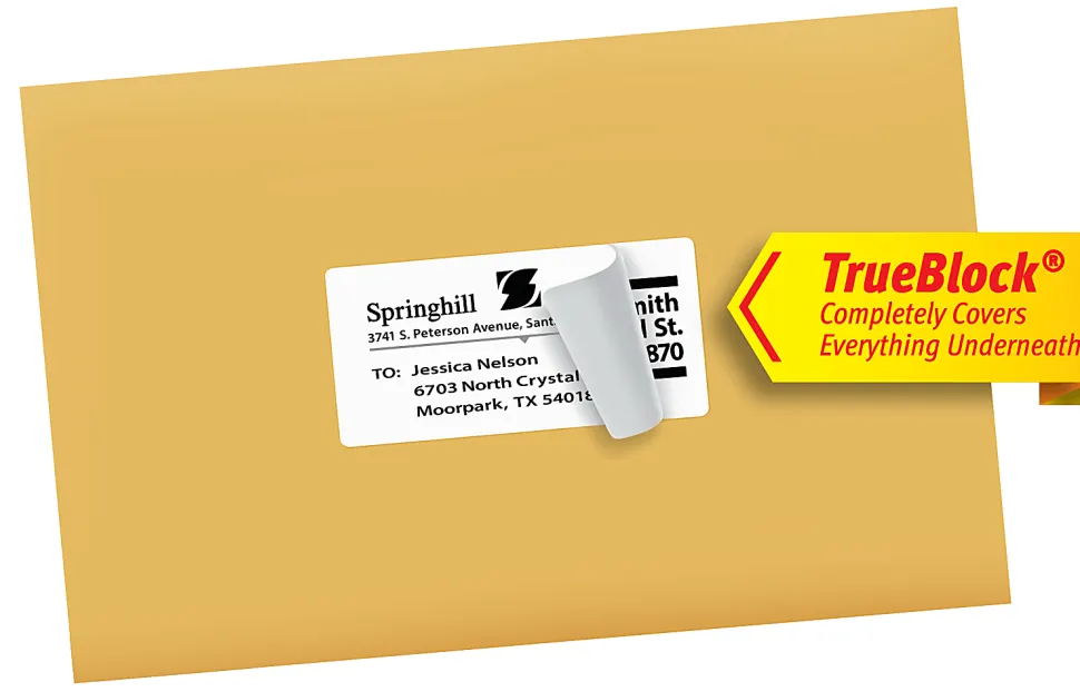 Avery® TrueBlock® Shipping Labels With Sure Feed® Technology, 8168, Rectangle, 3-1/2" x 5", White, Pack Of 100