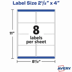 Avery® TrueBlock® Shipping Labels With Sure Feed® Technology, 5816, Rectangle, 2.5" x 4", White, Pack Of 200