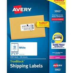 Avery® TrueBlock® Shipping Labels With Sure Feed® Technology, 5963, Rectangle, 2