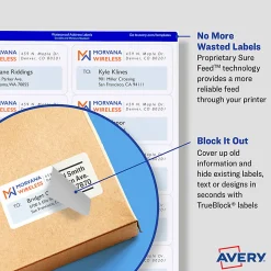 Avery® TrueBlock® Shipping Labels With Sure Feed® Technology, 5168, Rectangle, 3-1/2