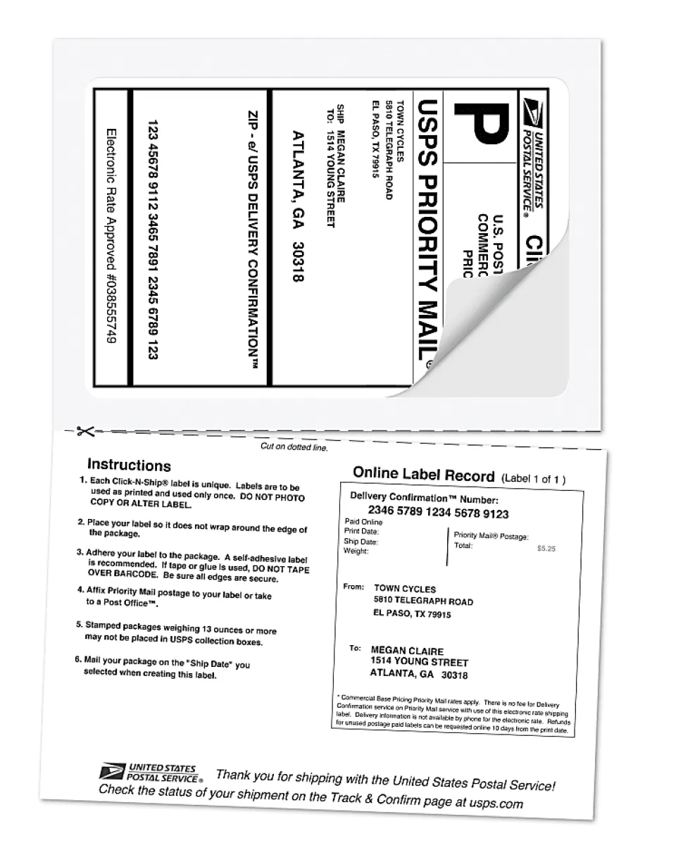 Avery® TrueBlock® White Laser Shipping Labels, With Paper Receipt, 5127, 5 1/16" x 7 5/8", Pack Of 50