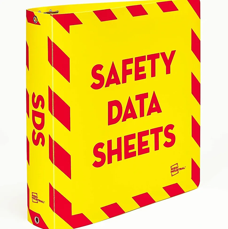 Avery® UltraDuty™ SDS Binder With Chain, 2" Slant Ring, Holds 530 Sheets, Yellow/Red