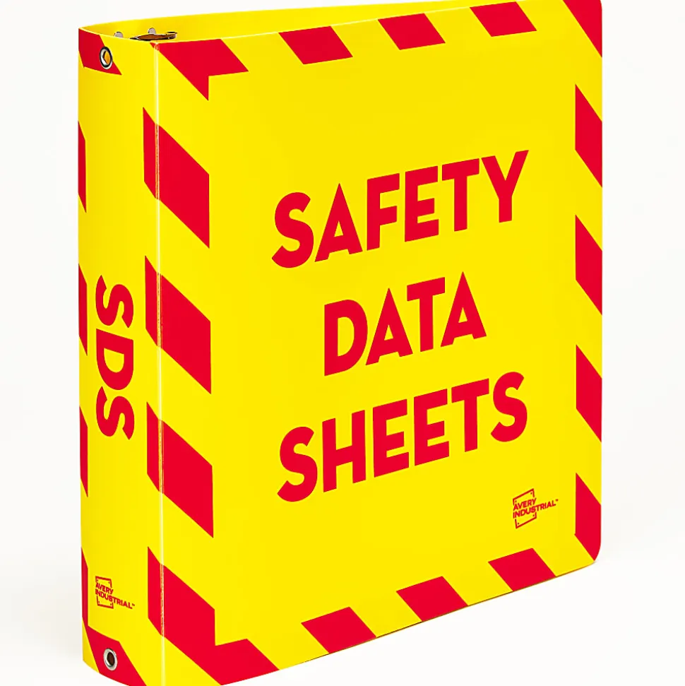 Avery® UltraDuty™ SDS Binder With Chain, 2" Slant Ring, Holds 530 Sheets, Yellow/Red