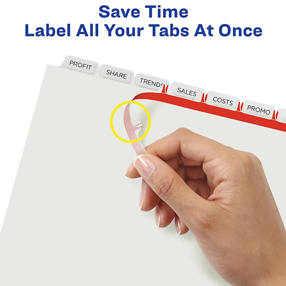 Avery® Unpunched Customizable Dividers, 8 Tab, White, 25 Sets - 11444