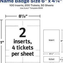 Avery® Vertical Name Badge Inserts, 6