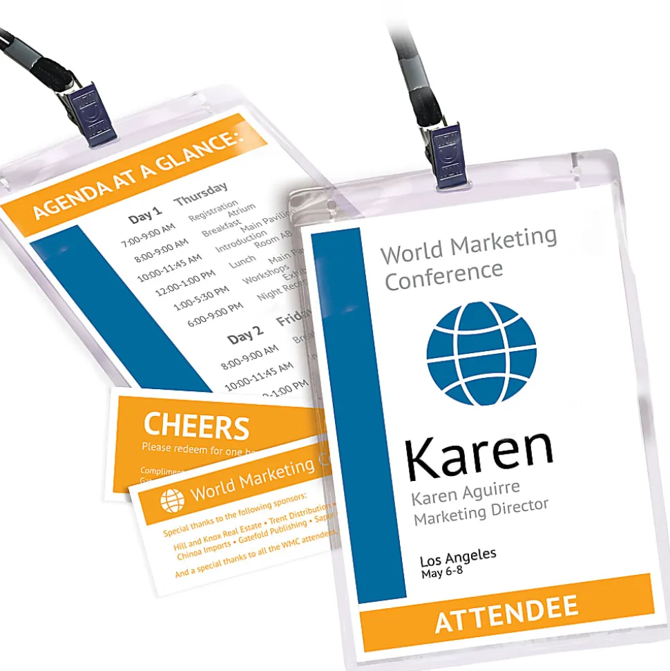 Avery® Vertical Name Badge Kit, 6" x 4 1/4", 8520, White, Pack Of 25 Badges