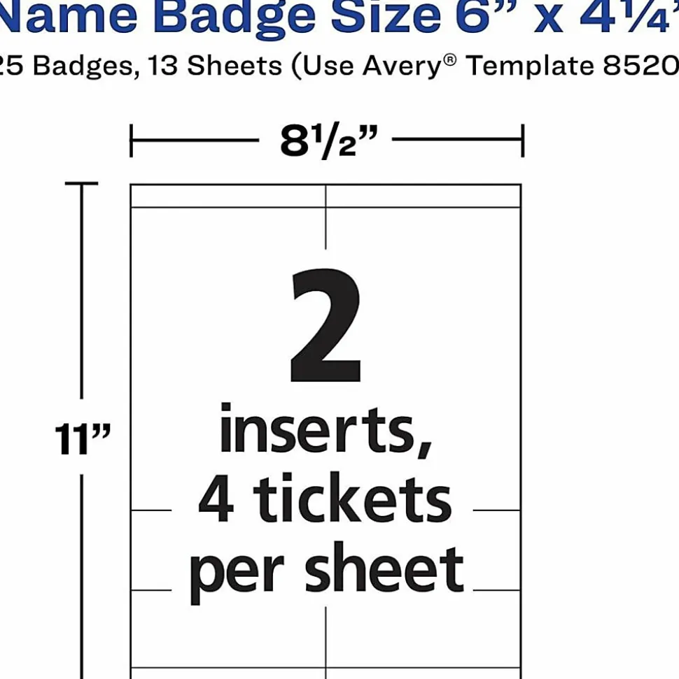 Avery® Vertical Name Badge Kit, 6" x 4 1/4", White, Pack Of 75 Badges
