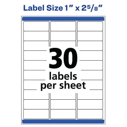 Avery® Waterproof Address Labels With Ultrahold®, 5520, Rectangle, 1