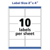 Avery® Waterproof Shipping Labels With Ultrahold® Permanent Adhesive, Rectangle, 2"x4", Matte White, Pack Of 100