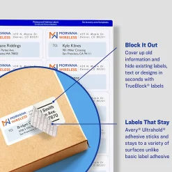 Avery® Waterproof Shipping Labels With Ultrahold®, 15516, Rectangle, 5-1/2" x 8-1/2", White, 20 Labels For Laser Printers